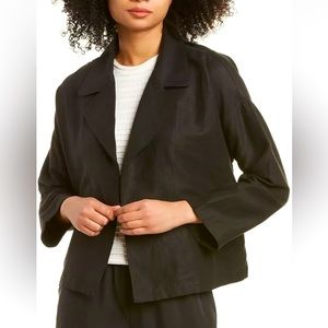 278.00 NWT EILEEN FISHER M ORGANIC BLACK LINEN DRAPE JACKET VERY NICE